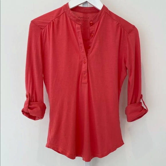 STEPHANIE B CORAL PIMA COTTON 3/4 SLEEVE T XS - Picture 4 of 14